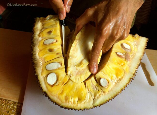 Cutting out the middle of a jackfruit