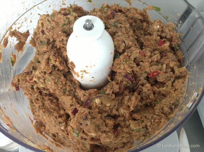 Food processor raw falafel dough