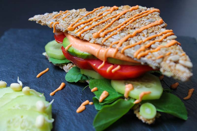 Raw vegan, dairy-free mayo sandwich by Live Love Raw