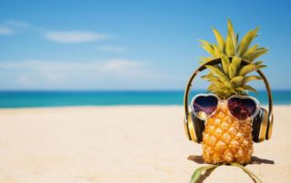 pineapple listening to music