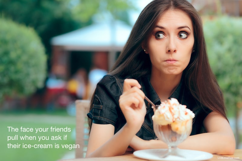 girl eating ice cream, vegan meme